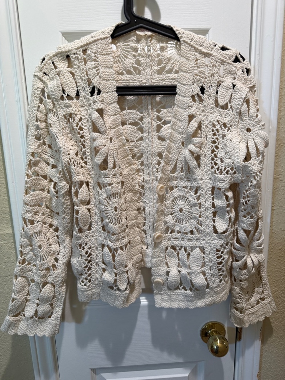 Solitaire Cream Crochet Openwork Top